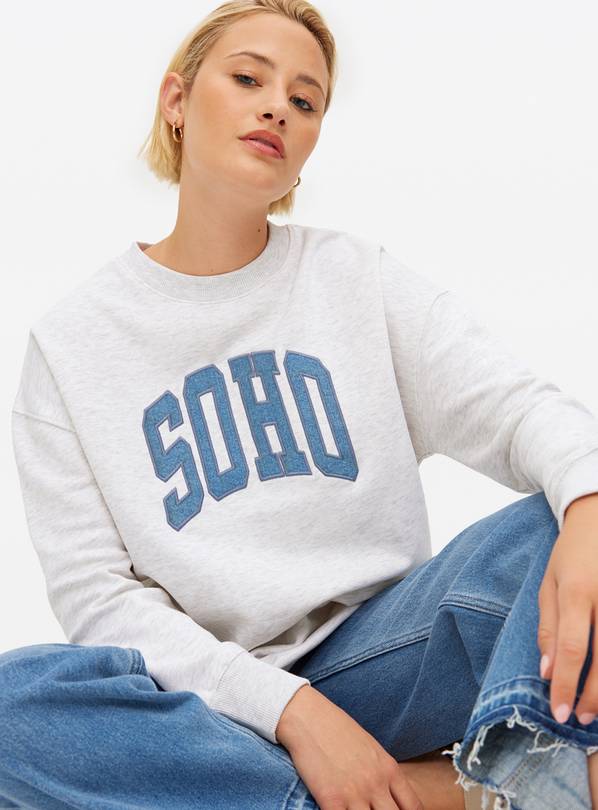 Grey Soho Slogan Oversized Sweatshirt XL