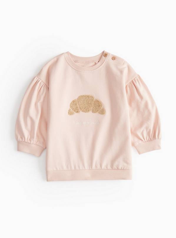 Pink Tiny & Cute Croissant Sweatshirt 3-6 months
