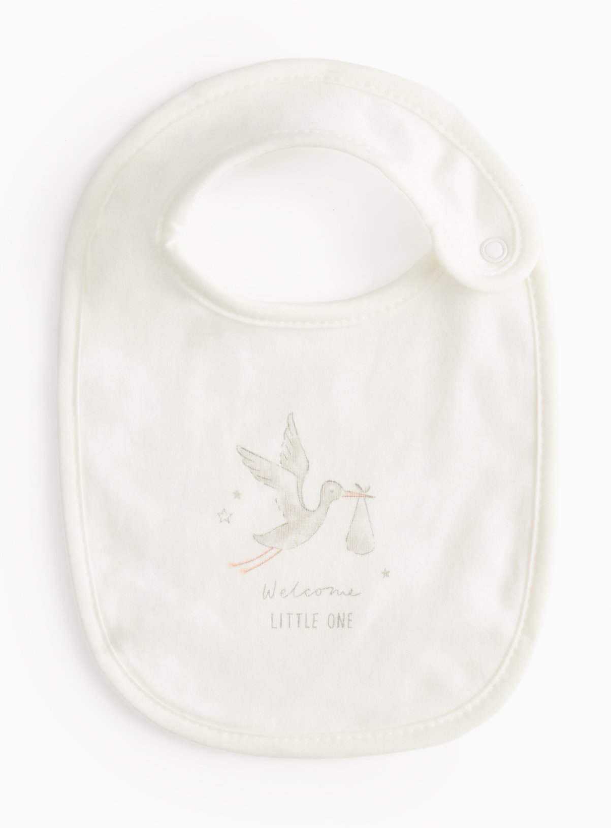 White White Unisex Stork Milk Bib One Size - Tu by Sainsbury's