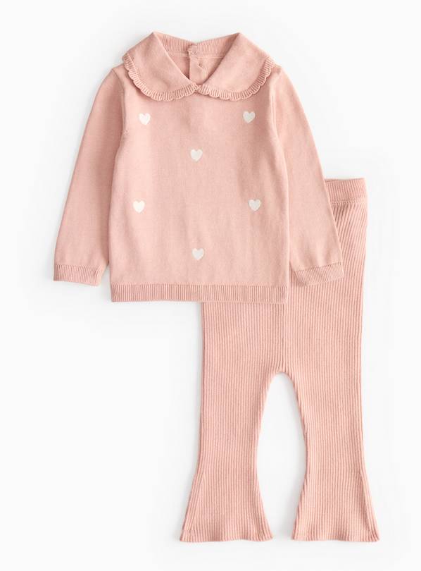 Collared Knitted Jumper & Flared Leggings Set 6-9 months