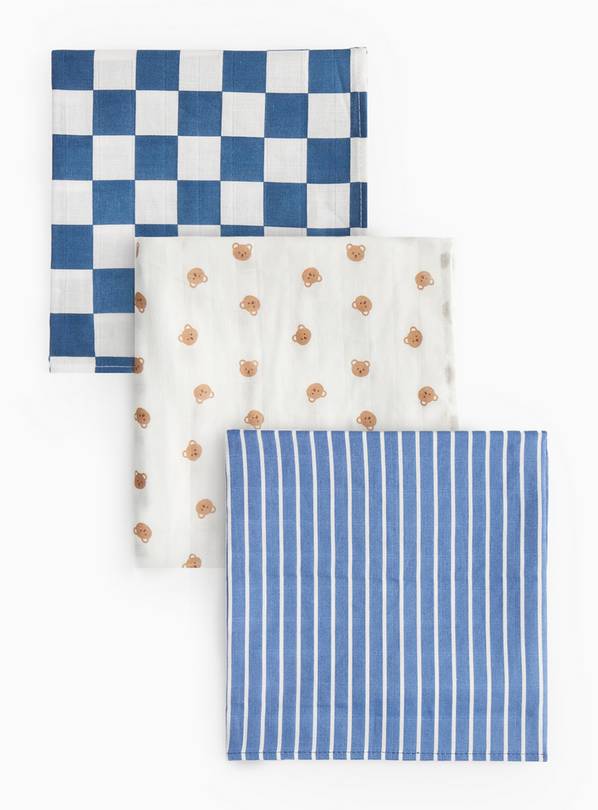 Printed Muslin Cloths 3 Pack One Size