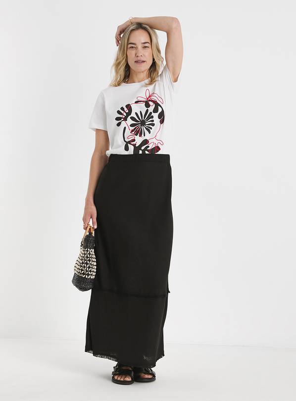 JD WILLIAMS Linen Mix Frayed Hem Skirt 24