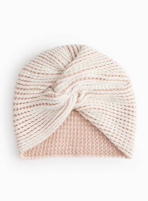 Cream Knot Detail Knitted Hat  3-6 months