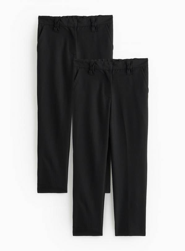 2 Pack Black Skinny Trousers with Reinforced Knees & Extendable Hem  7 years