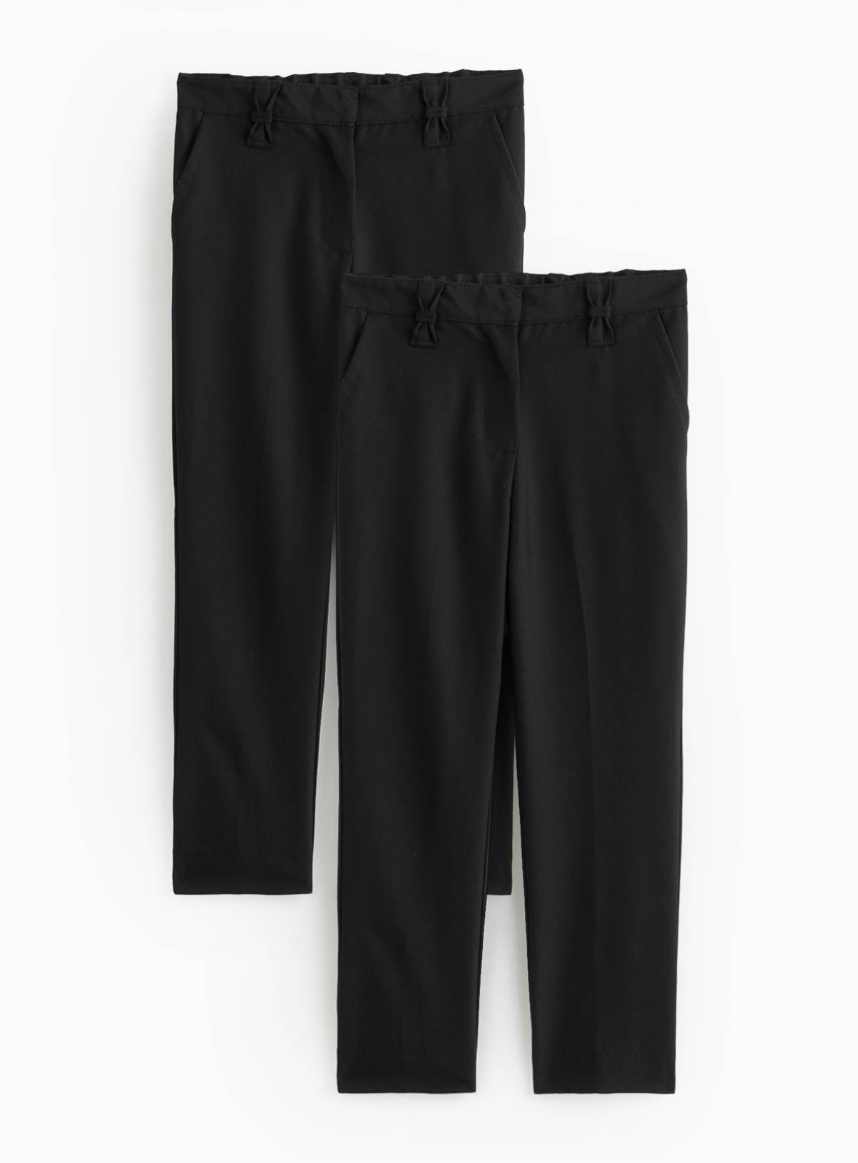 2 Pack Black Slim Trousers with Reinforced Knees & Extendable Hem 11 years - Image 1