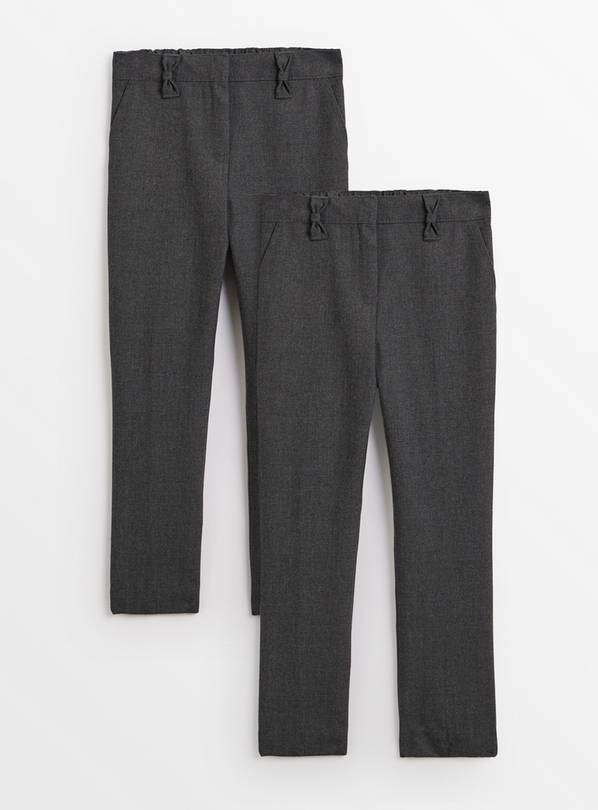 2 Pack Grey Skinny Trousers with Reinforced Knees & Extendable Hem 14 years
