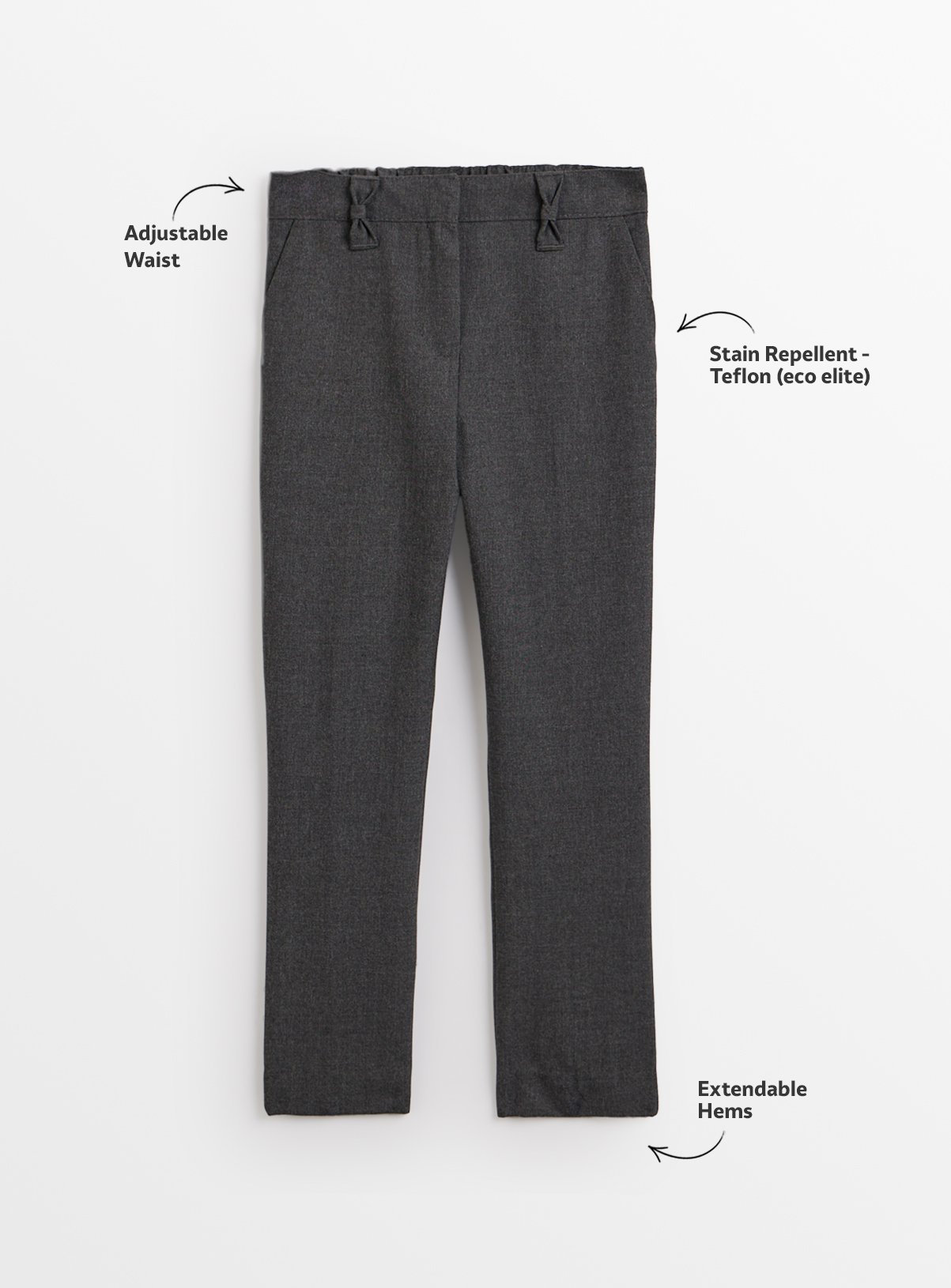 Grey Skinny Reinforced Knee Extendable Hem Trousers 2 Pack 10 years - Image 2 thumbnail