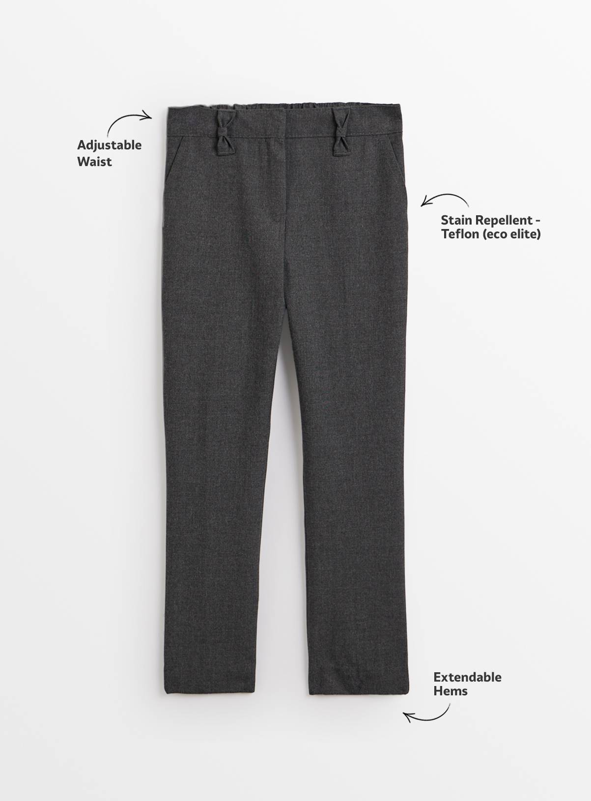 Grey Skinny Reinforced Knee Extendable Hem Trousers 2 Pack 10 years - Image 2