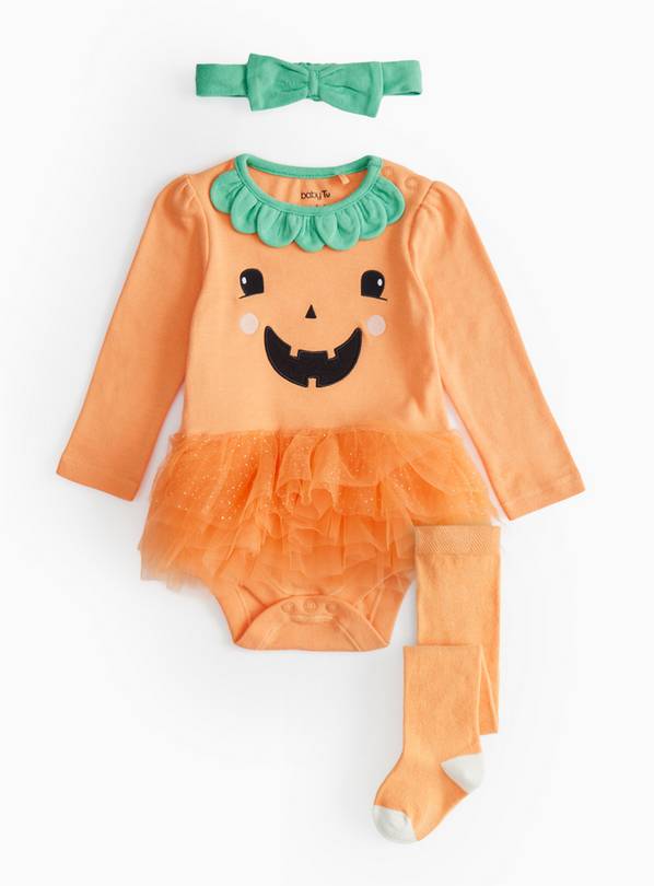 Halloween Pumpkin Tutu Bodysuit Set Up to 1 mth