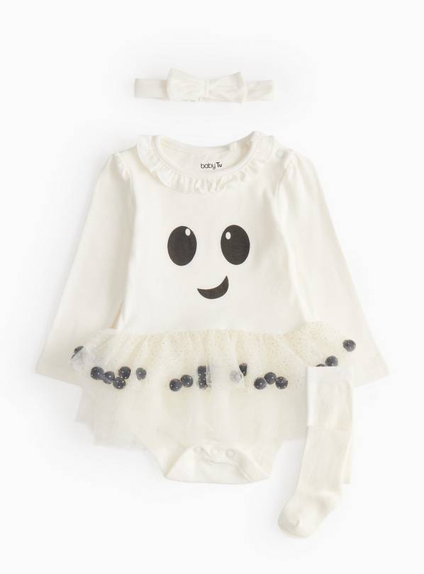Halloween Ghost Print Tutu Bodysuit Set 12-18 months
