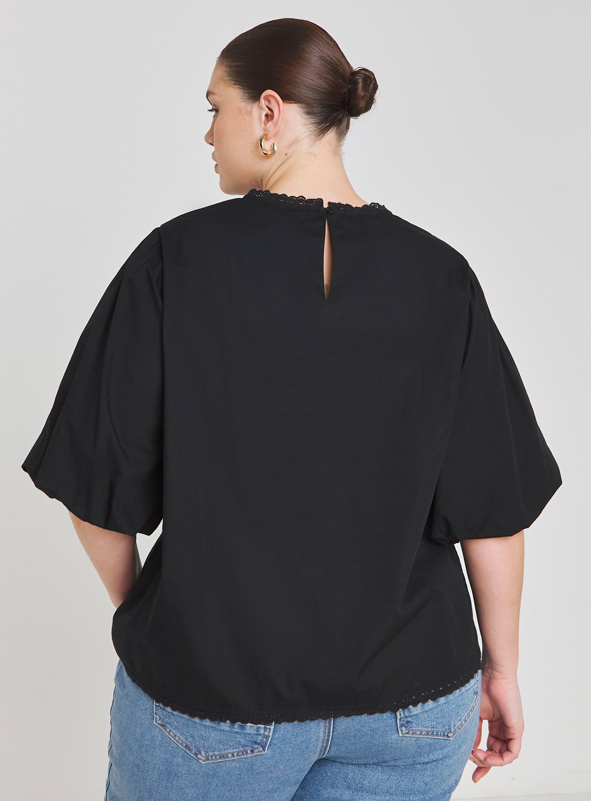 SIMPLY BE Broderie Puff Sleeve Blouse 26 - Image 2 thumbnail