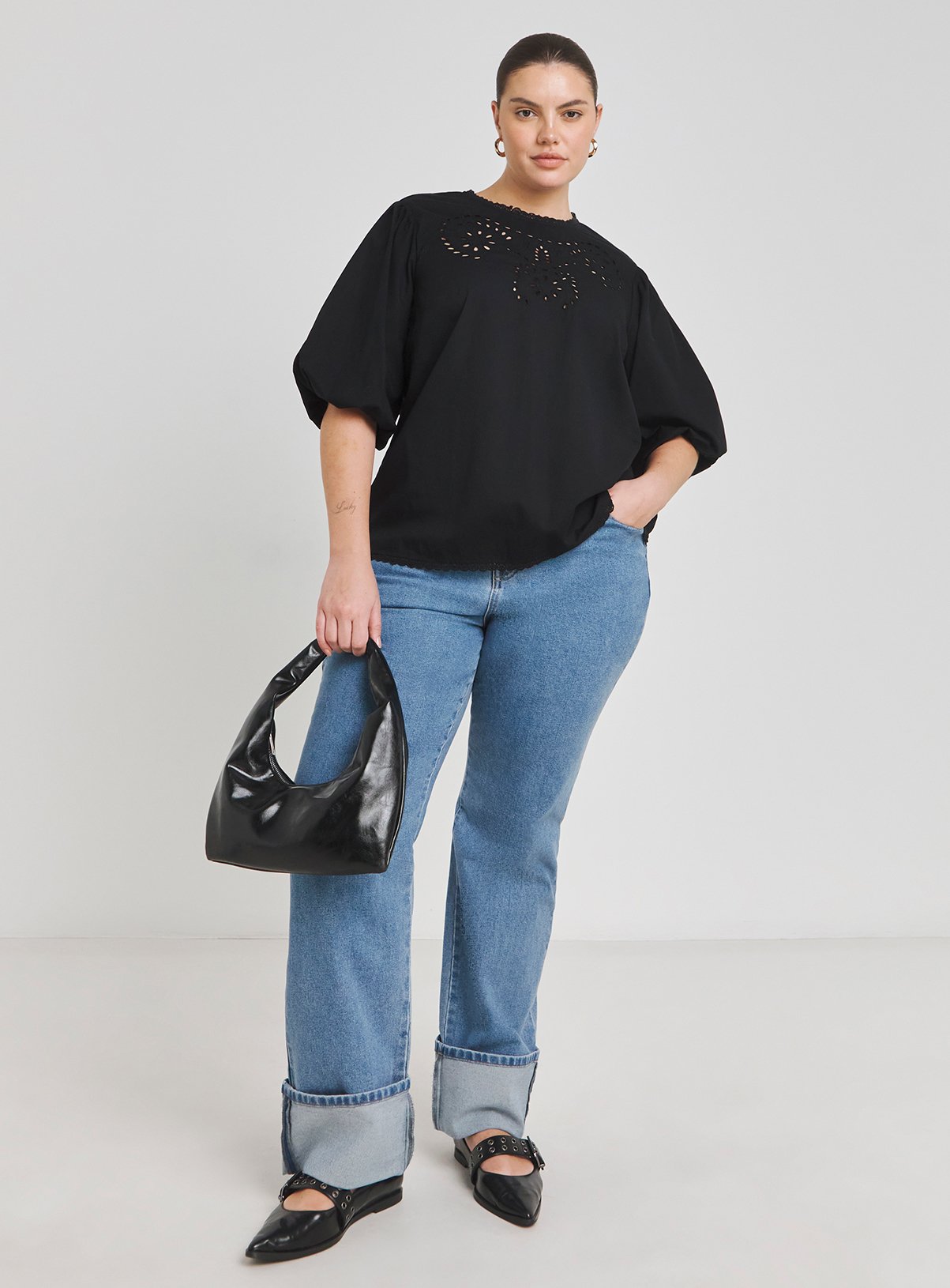 SIMPLY BE Broderie Puff Sleeve Blouse 26 - Image 3 thumbnail