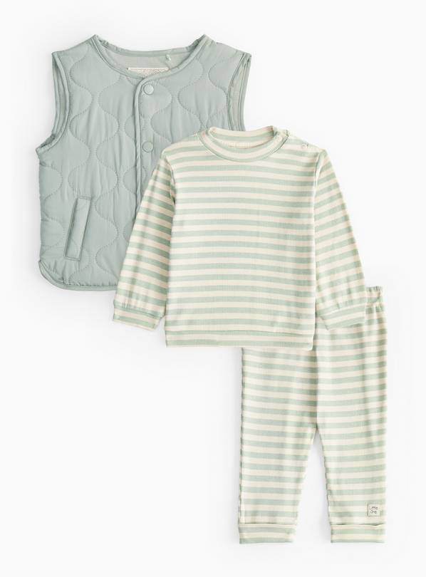 Jurassic Stripe Padded Gilet 3 Piece Set 6-9 months
