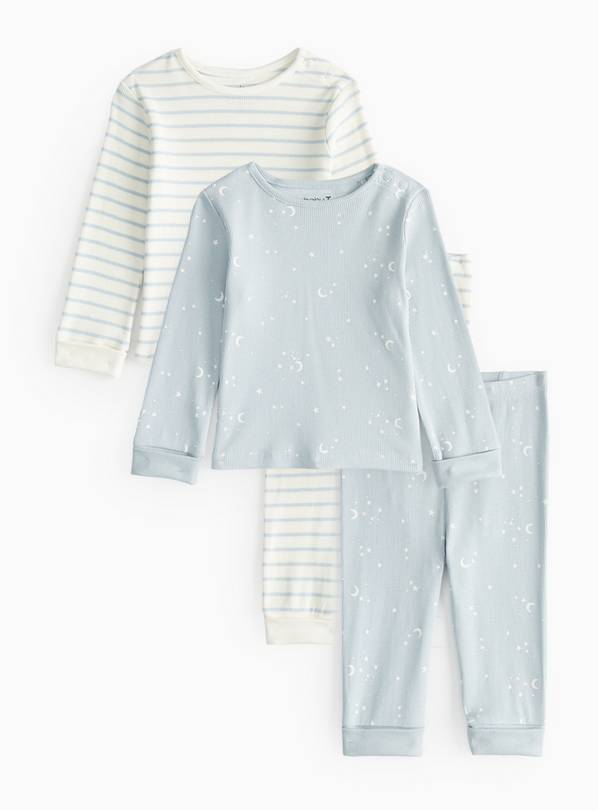 Blue Printed Pyjama Sets 2 Pack 6-9 months