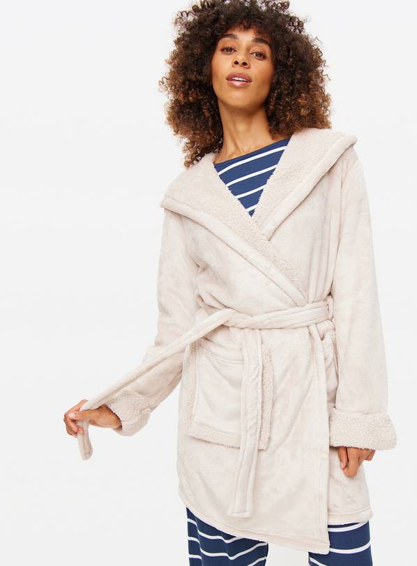 Latte Bonded Borg Hooded  S