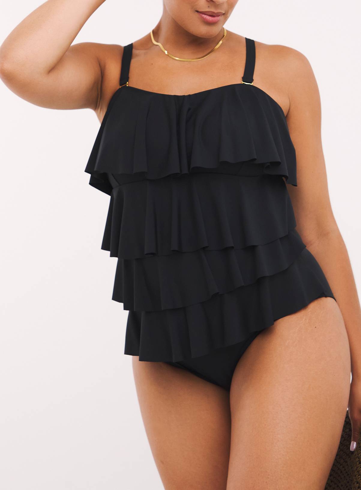 SIMPLY BE Magisculpt Tummy Control Ruffle Bandeau Swimsuit 10 - Image 1