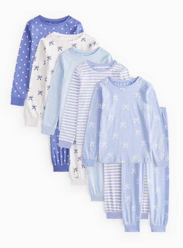 Blue Bows Pyjama Set 5 Pack 4-5 years