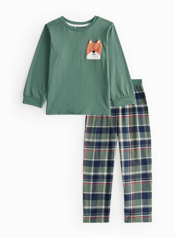 Fox Pocket Green Check Printed Pyjamas 3-4 years