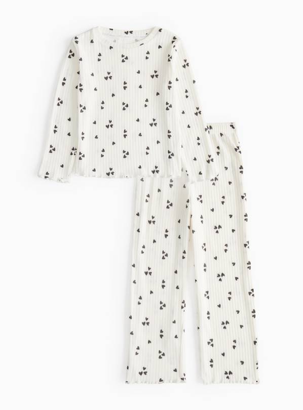Mono Floral Printed Ribbed Pyjamas 3-4 years
