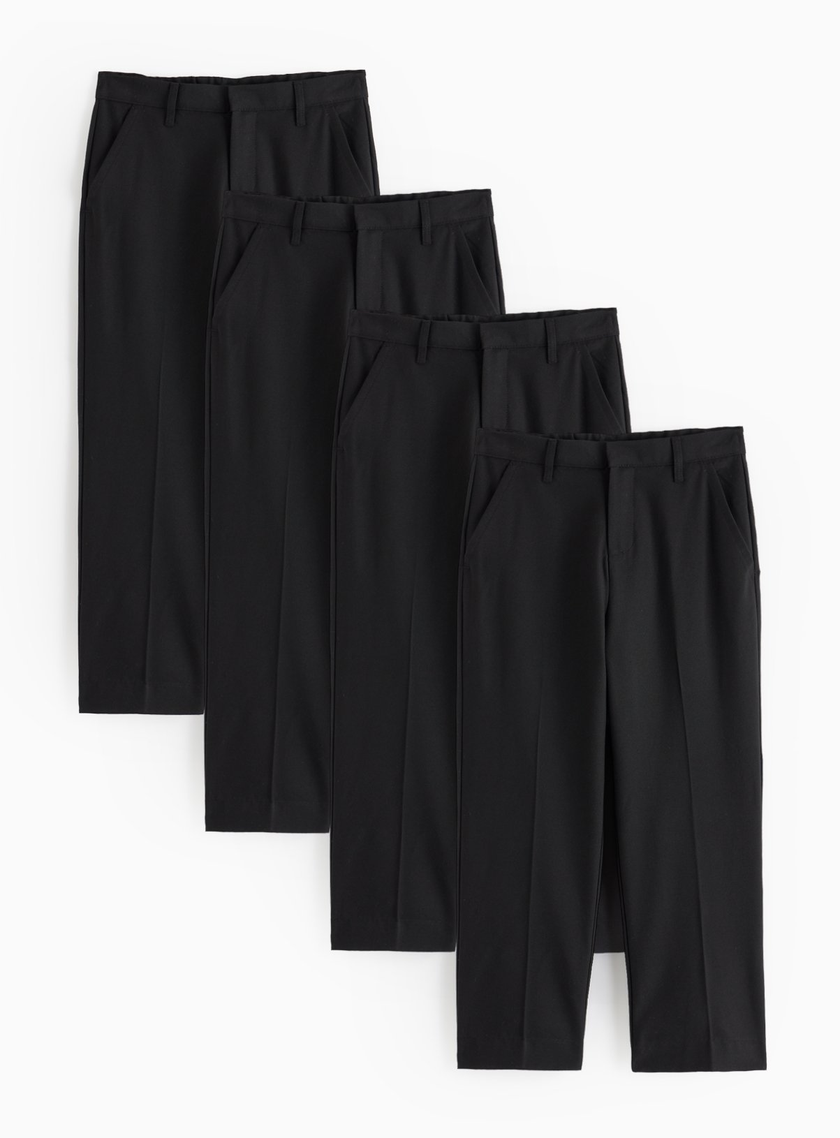 Black Black 4 Pack Trousers with Reinforced Knees & Extendable Hem Generous Fit (6 Years) - Tu by Sainsbury's
