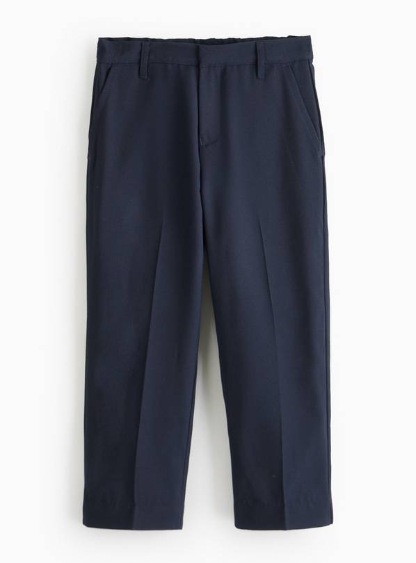 4 Pack Navy Trousers with Reinforced Knees & Extendable Hem Generous Fit 4 years