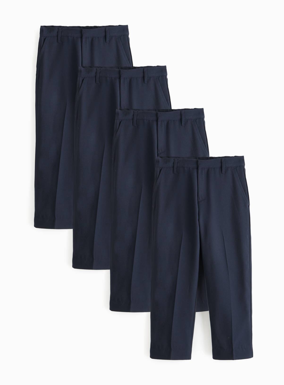 4 Pack Navy Trousers with Reinforced Knees & Extendable Hem Generous Fit 3 years - Image 1