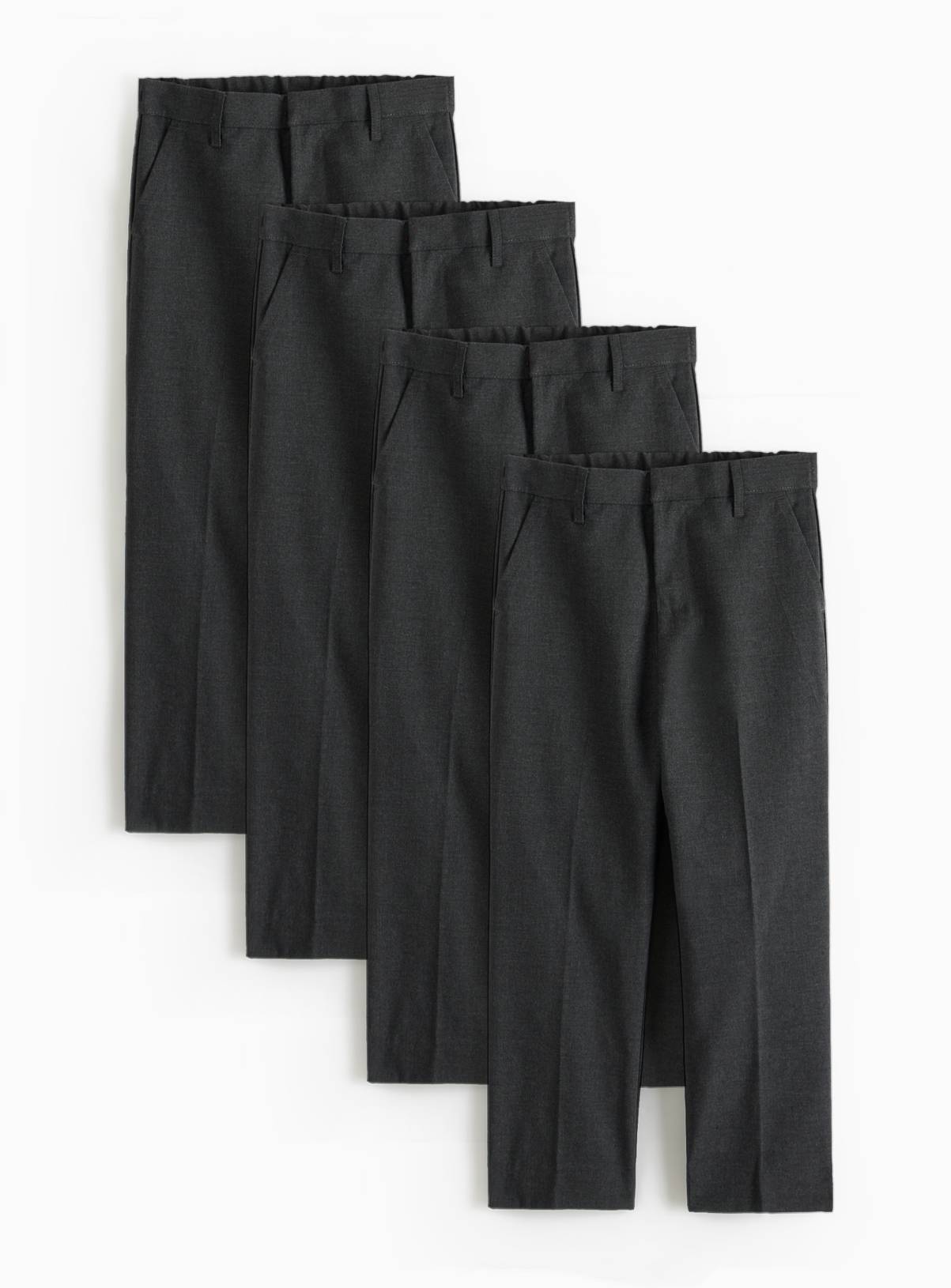 4 Pack Grey Trousers with Reinforced Knees & Extendable Hem Generous Fit 9 years - Image 1