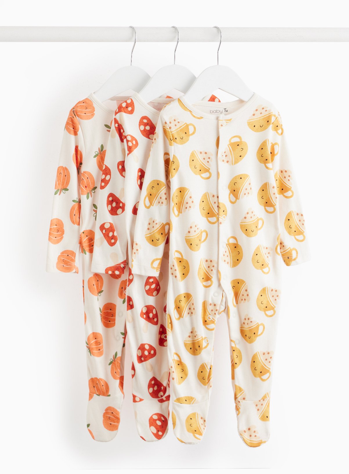 Halloween Printed Sleepsuit 3 Pack (Up To 3 Mths) - Tu by Sainsbury's