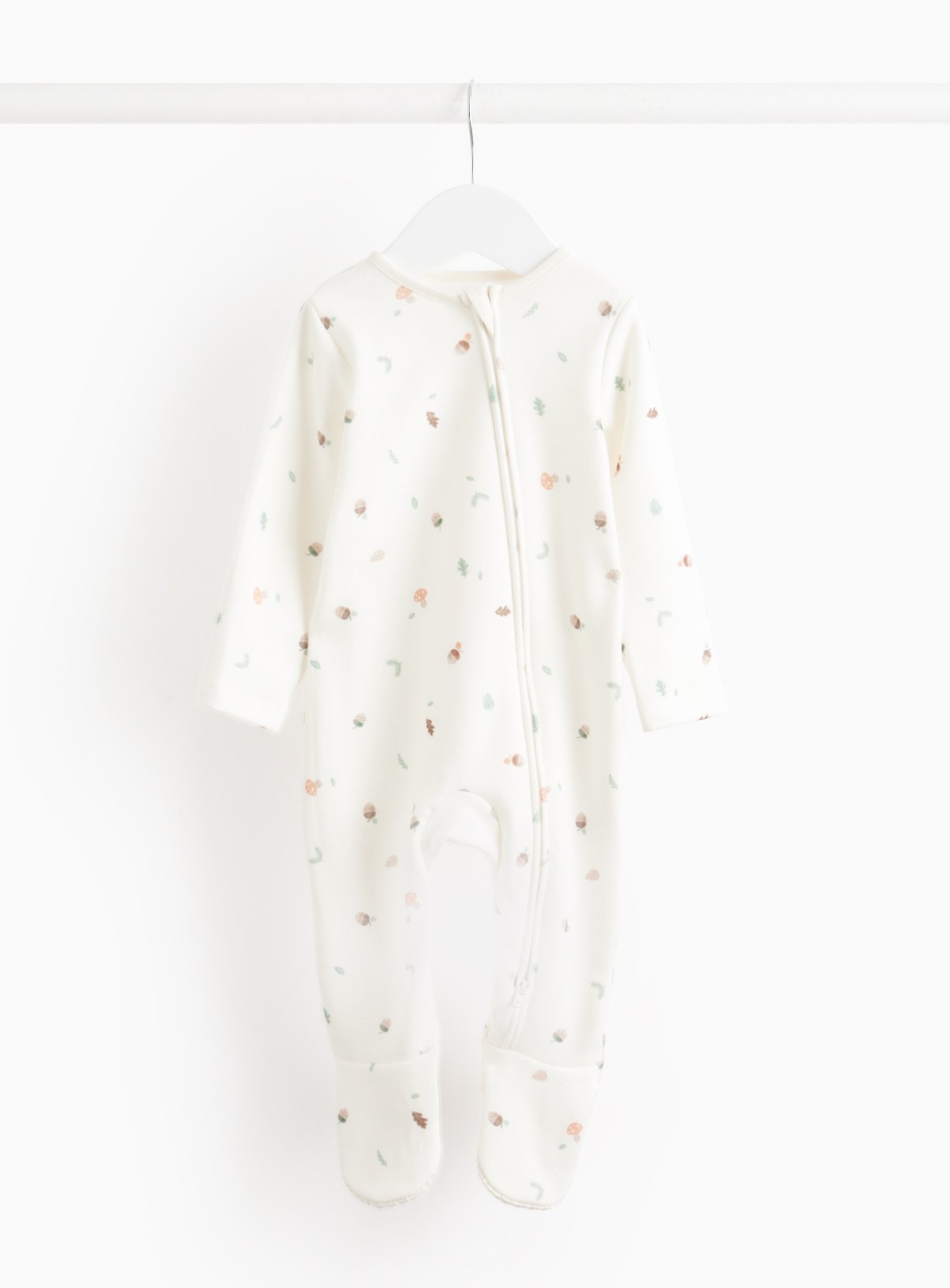 Acorn Printed Fleece Lined Sleepsuit (Up To 3 Mths) - Tu by Sainsbury's