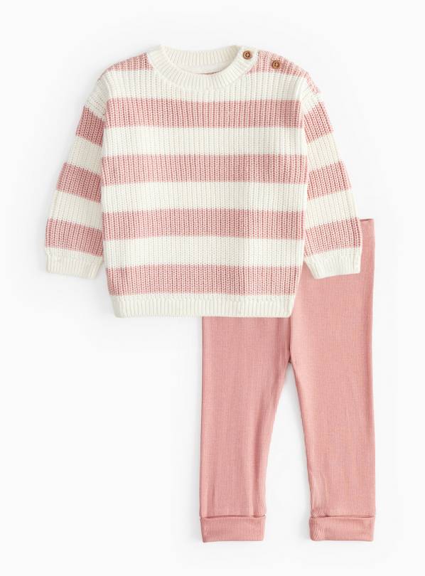 Pink Stripe Fisherman Jumper & Leggings Set 3-6 months