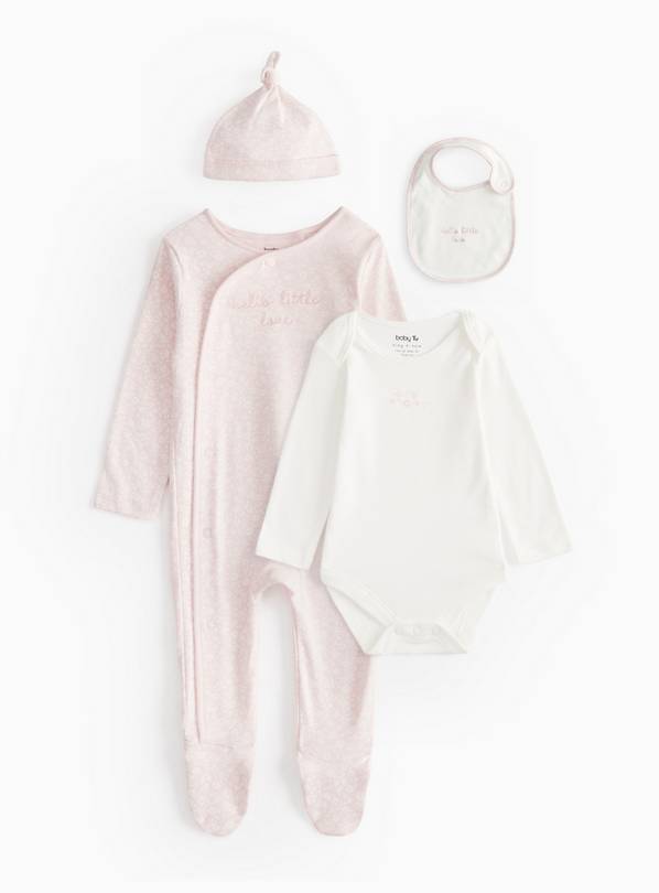Pink Hello Little Love 4 Piece Baby Starter Set Newborn