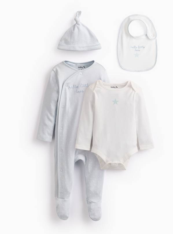 Blue Hello Little Love 4 Piece Baby Starter Set 9-12 months