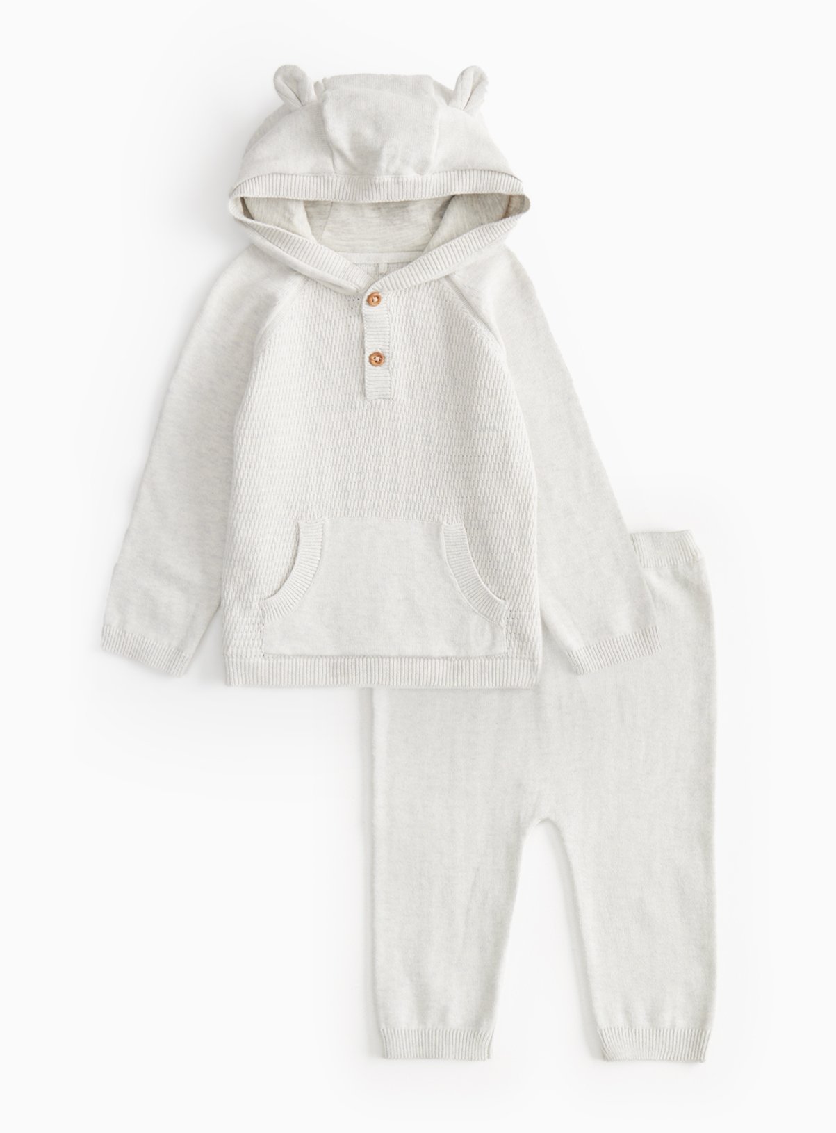 Grey Soft Knit Hoodie & Leggings Set 9-12 months