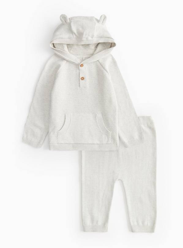 Grey Soft Knit Hoodie & Leggings Set 12-18 months