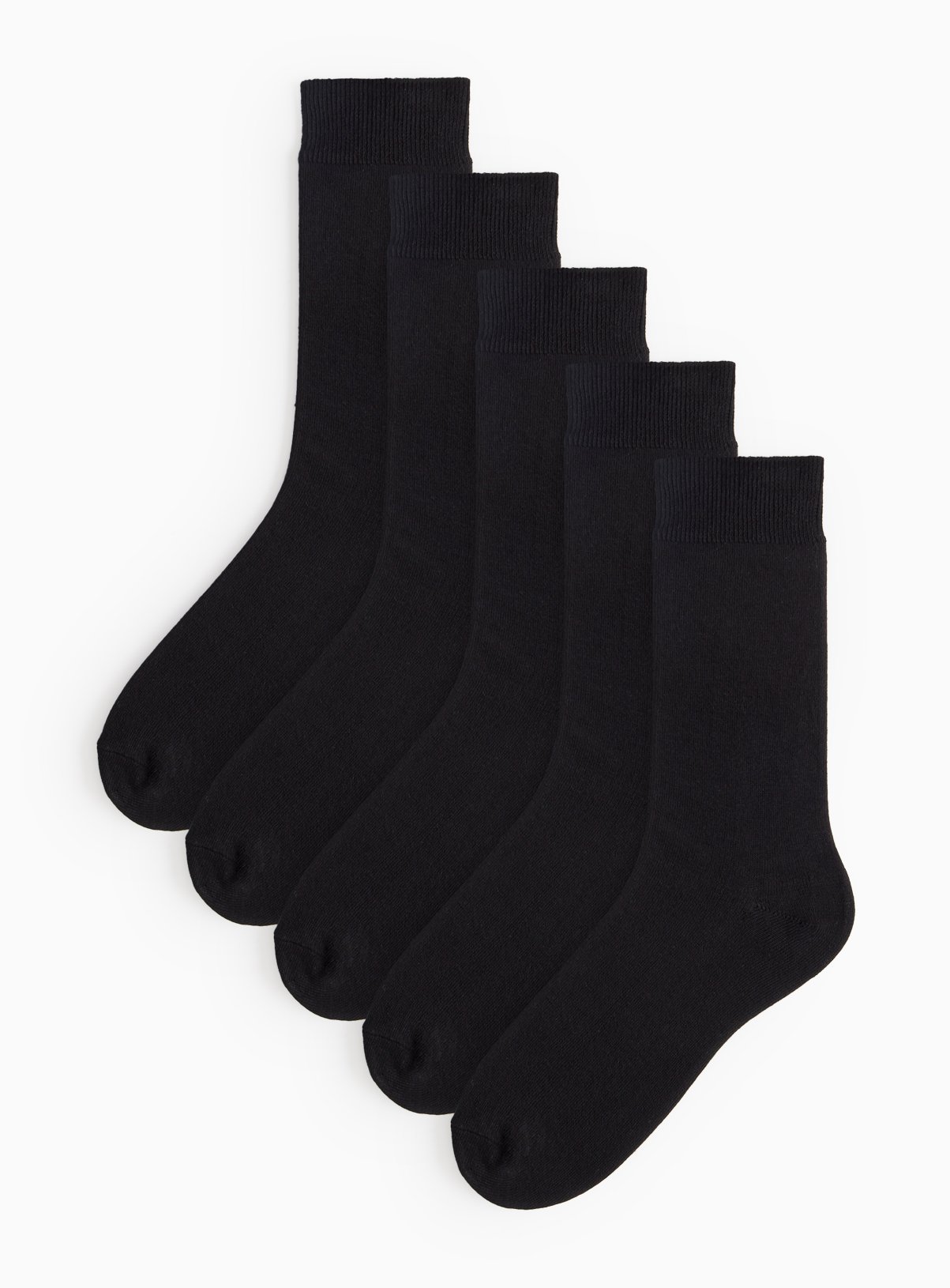 Black Polycotton Ankle Socks 5 Pack 9-12 - Image 1 thumbnail