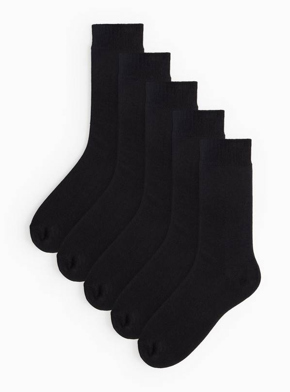 Black Polycotton Ankle Socks 5 Pack 6-8.5