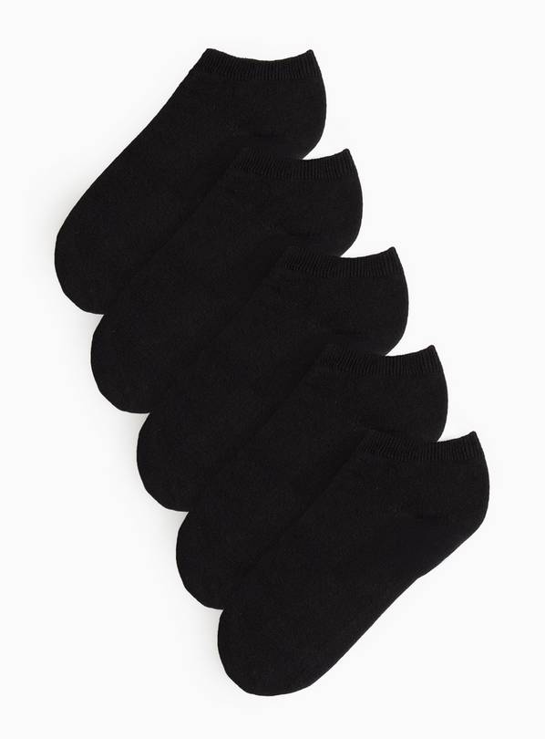 Black Trainer Socks 5 Pack 9-12
