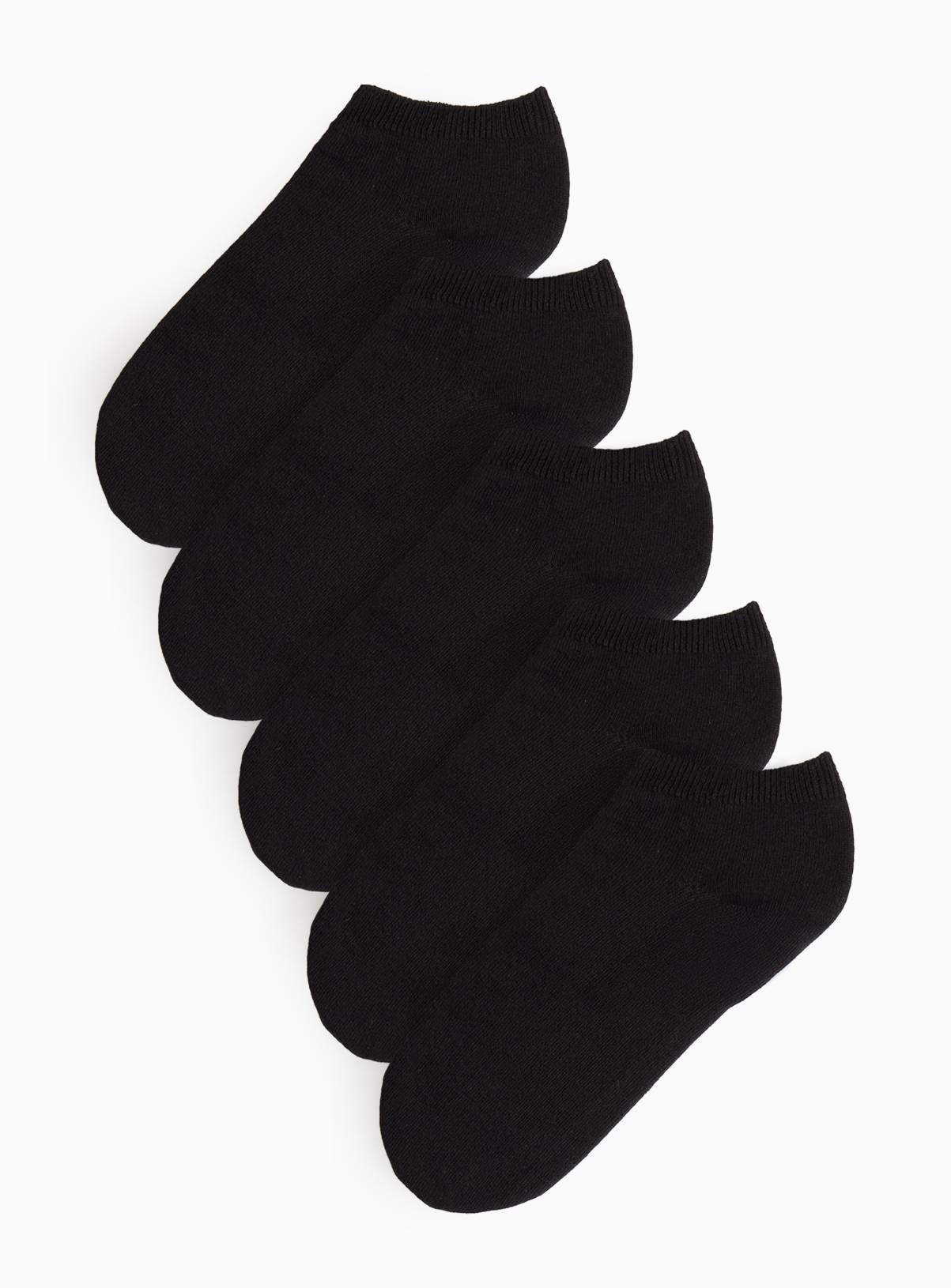 Black Trainer Socks 5 Pack 9-12 - Image 1
