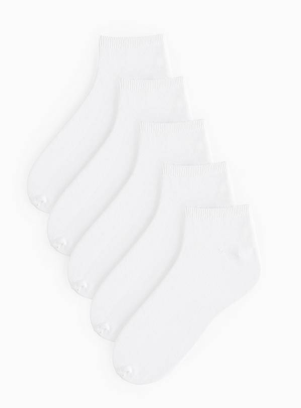 White Polycotton Trainer Socks 5 Pack 9-12
