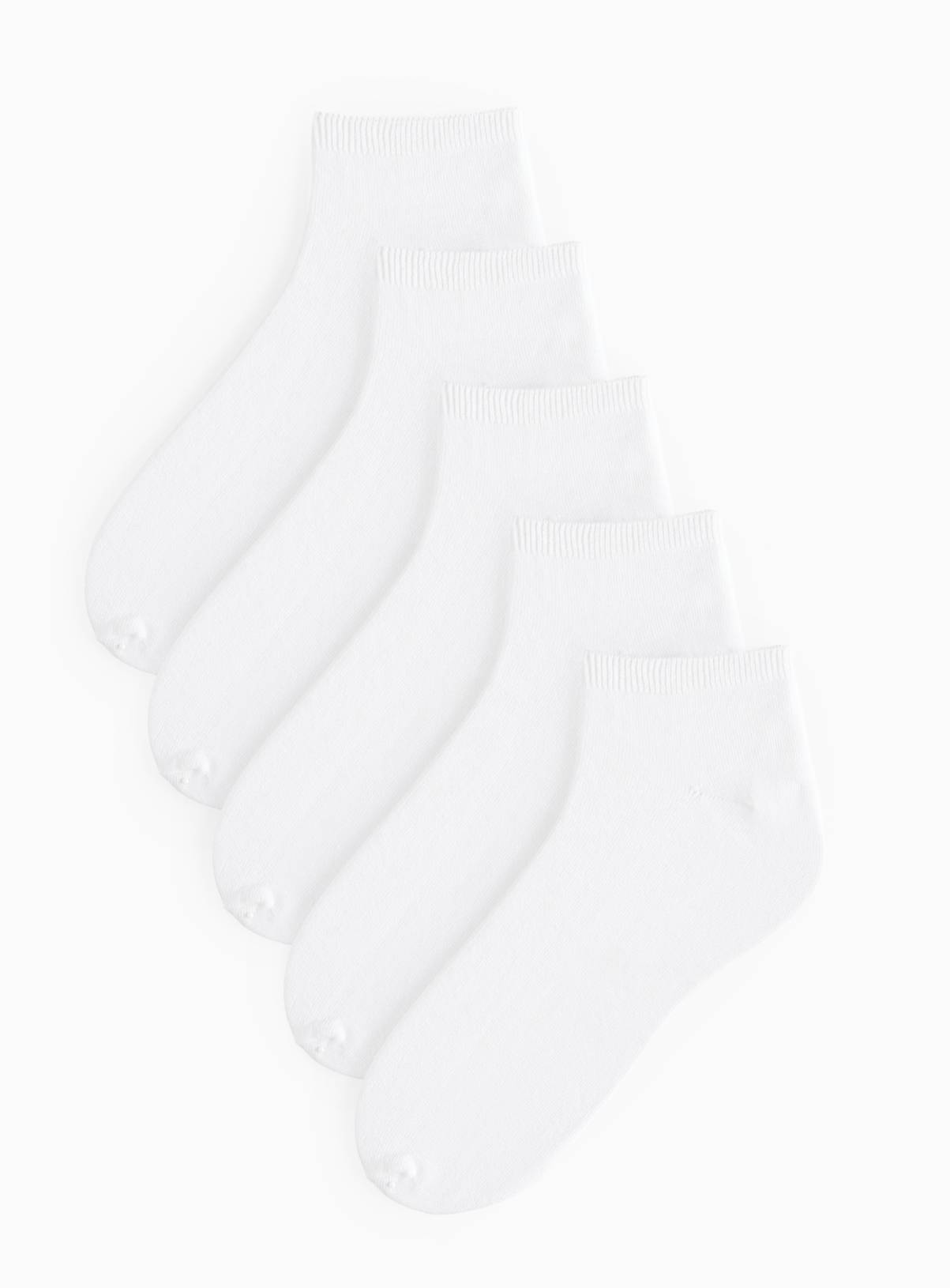 White Polycotton Trainer Socks 5 Pack 6-8.5 - Image 1