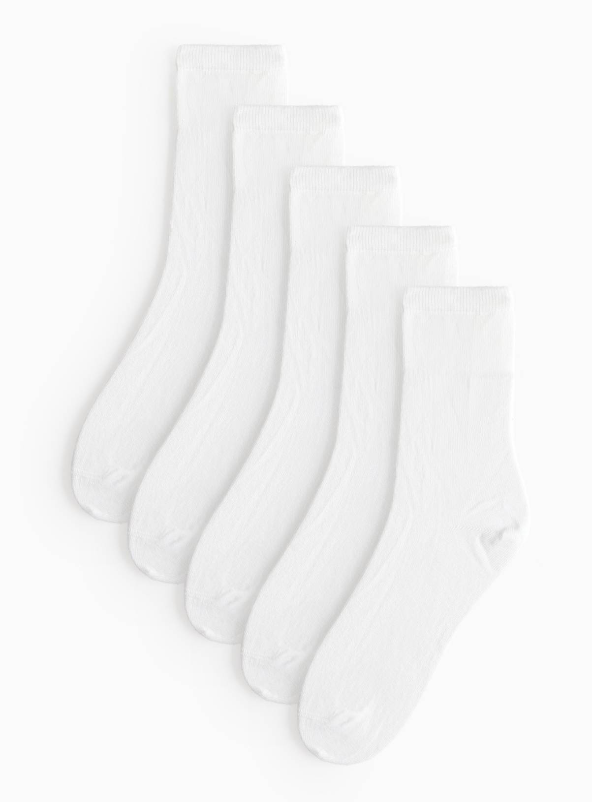 White Modal Blend Ankle Socks 5 Pack 4-8 - Image 1