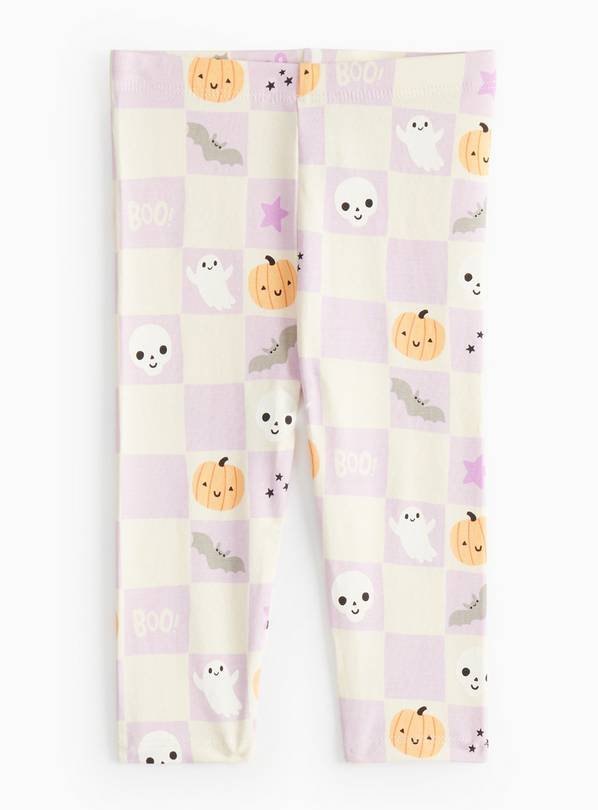 Halloween Lilac Chequer Printed Leggings  3-6 months