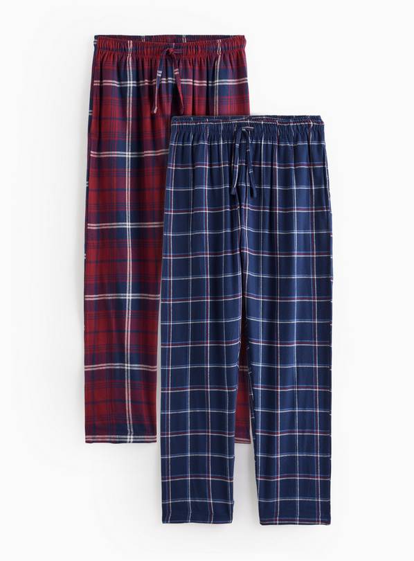 Red Check Brushed Pyjama Bottoms 2 Pack L