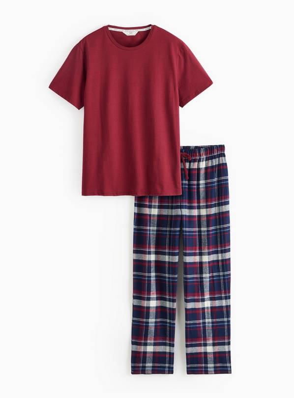 Red With Check Printed Jersey Pyjamas S