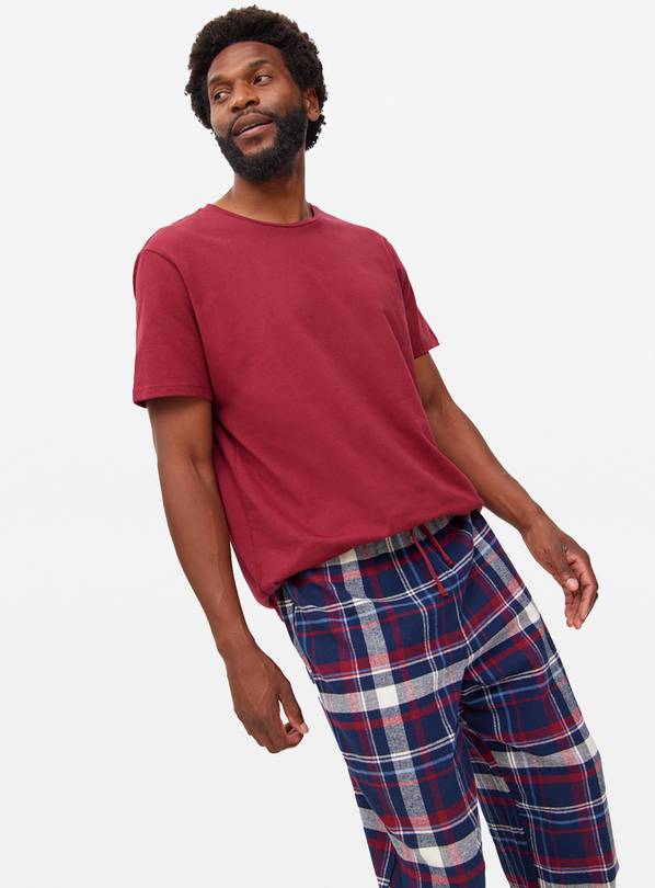 Red With Check Printed Jersey Pyjamas L