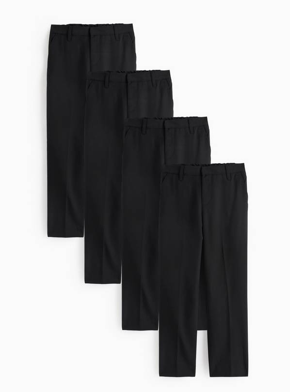 2 Pack Black Skinny Fit Trousers with Reinforced Knees & Extendable Hem Longer Leg 5 years