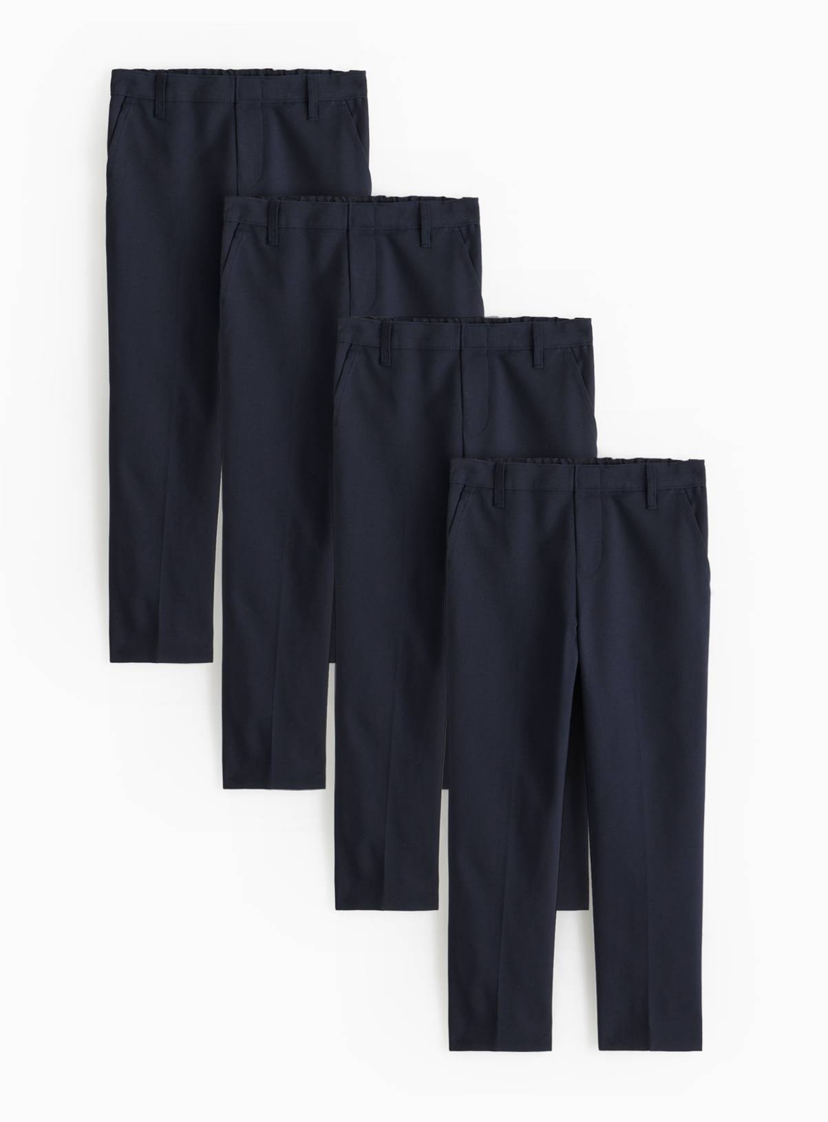 4 Pack Navy Slim Fit Trousers with Reinforced Knees & Extendable Hem Longer Leg 10 years - Image 1