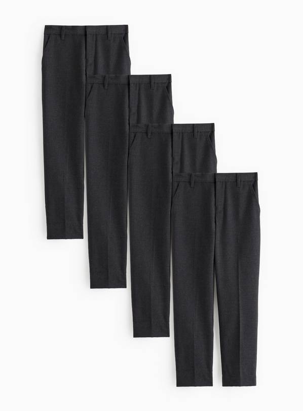 4 Pack Grey Skinny Fit Trousers with Reinforced Knees & Extendable Hem Longer Leg 4 years