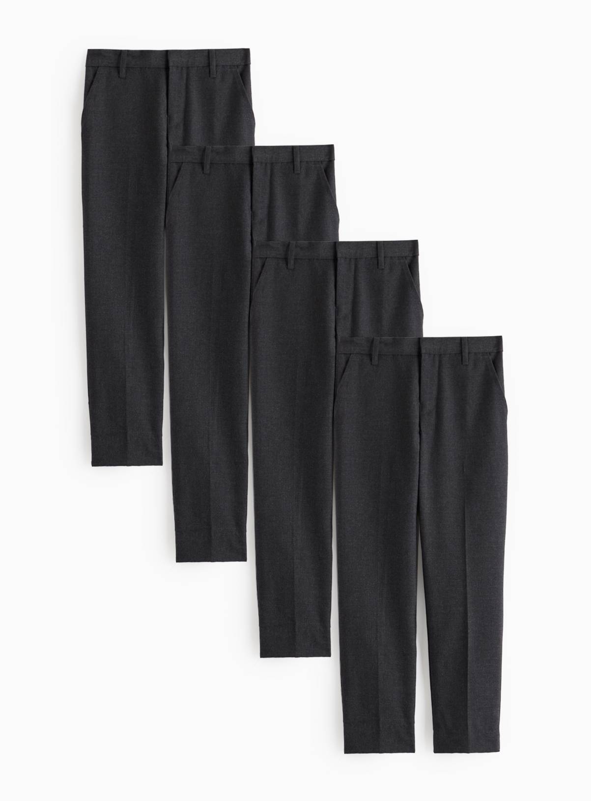 4 Pack Grey Slim Fit Trousers with Reinforced Knees & Extendable Hem Longer Leg 14 years - Image 1