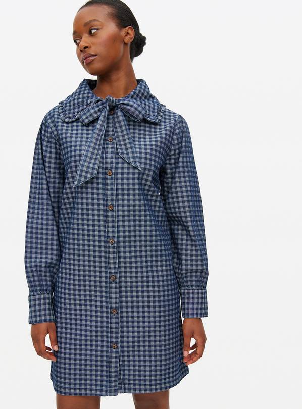 Buy Denim Gingham Collared Mini Dress 8 | Mini | Tu